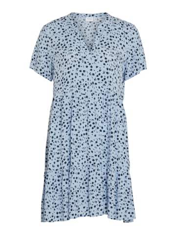 Vila Lockeres Sommer Dress Stufen-Look Volant Kleid mit V-Neck in Hellblau