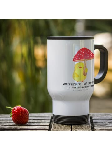 Mr. & Mrs. Panda Thermotasse Küken Fliegenpilz mit Spruch in Weiß
