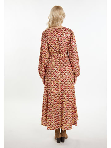IZIA Damen Maxikleid Mit Print in Kamel Mehrfarbig