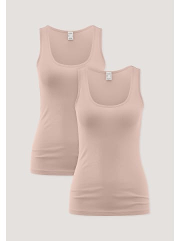 Hessnatur Tanktop Rundhals Fitted 2er-Set in cremerosa