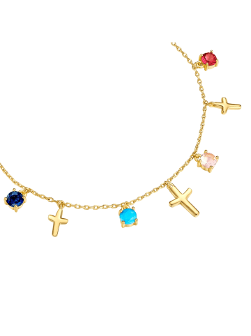 Yokoamii Armband Kreuz aus Messing mit Zirkonia in gelbgold