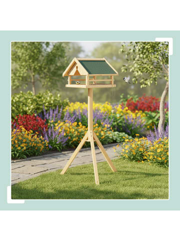 relaxdays Vogelfutterhaus in Natur - (B)37 x (H)120 x (T)37,5 cm