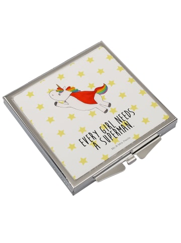 Mr. & Mrs. Panda Kleiner Spiegel Einhorn Super mit Spruch in Weiß