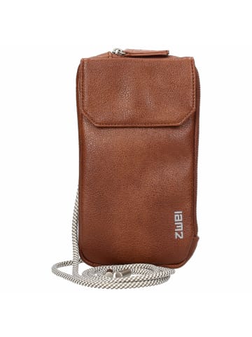 Zwei Mademoiselle MP30 - Handytasche 19 cm (nubuk-cappuccino) in cognac