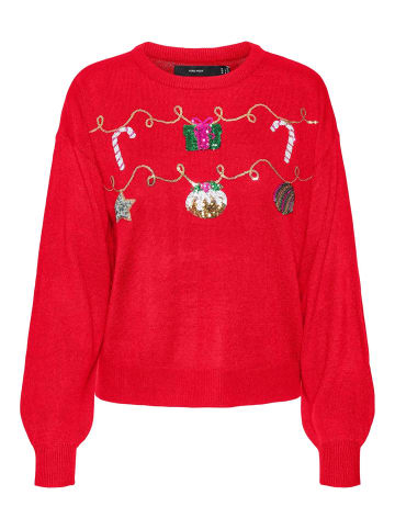 Vero Moda Strickpullover in Chinese Red