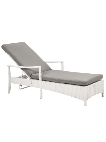 Beliani Gartenliege VASTO in Weiß/Grau - (W) 63 x (H) 26 x (L) 158 cm