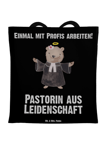 Mr. & Mrs. Panda Tragetasche Pastorin Leidenschaft mit Spruch in Schwarz