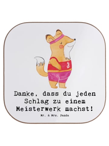 Mr. & Mrs. Panda Glasuntersetzer Tischtennis Trainerin Kunstwerk... in Weiß
