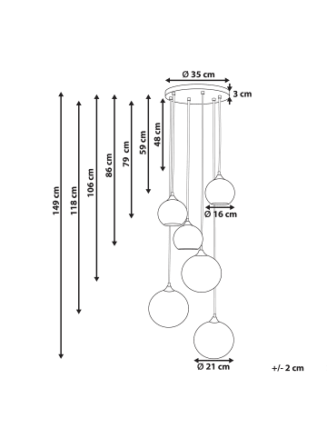 Beliani Pendelleuchten TOOMA in Bunt/Messing/Kupfer - (W) 35 x (H) 150 x (L) 35 cm