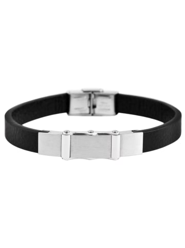 Adeliás Unisex Armband aus Leder 22,5 cm in schwarz