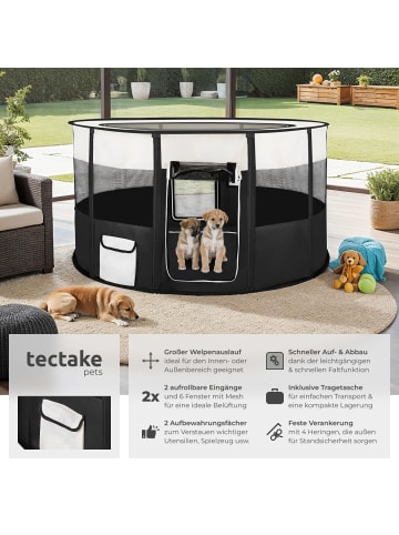 tectake Welpenauslauf Carola 114 x 60,5 cm, inklusive Tragetasche, schwarz