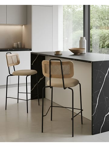 Beliani 2-tlg Barhocker ADEL in Beige/Schwarz