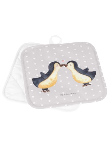 Mr. & Mrs. Panda Topflappen Pinguin Liebe ohne Spruch in Grau Pastell