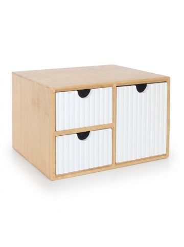 relaxdays Schubladenbox in Weiß/Natur - (B)25 x (H)15 x (T)20 cm