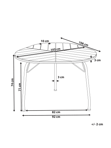 Beliani Esstisch VARENNA in Braun/Schwarz - (W) 103 x (H) 74 x (L) 106 cm