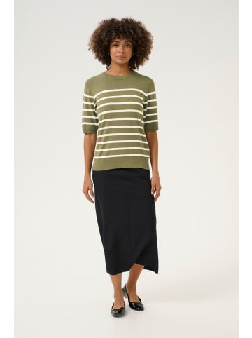 CULTURE Strickpullover CUannemette in Dusky Green Stripe