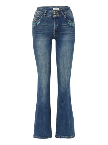 KOROSHI LANGE HOSE JEANS GLOCKE in blau