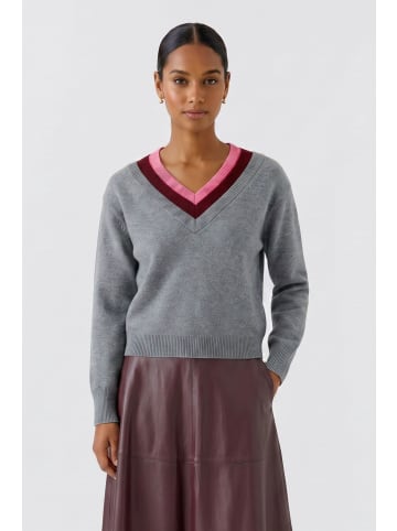 Oui Pullover in grey red