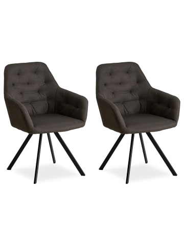 Homestyle4u Polsterstuhl 2er Set in Anthrazit
