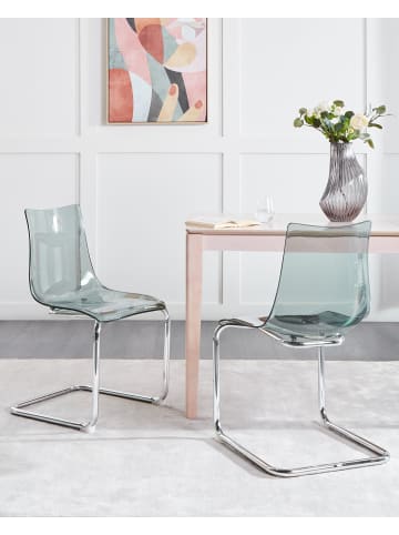 Beliani 2er-Set Esszimmerstuhl MARSHALL in Transparent/Schwarz/Silber
