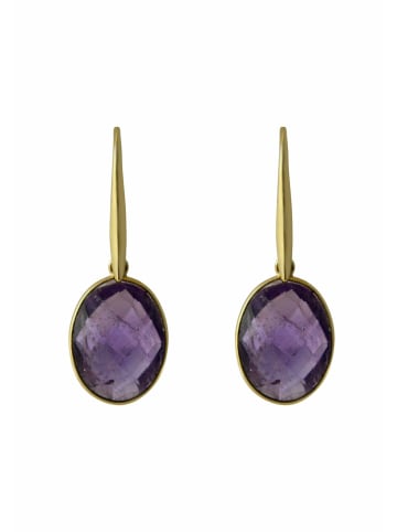 Gemshine Ohrringe Ovale Amethysten in gold coloured