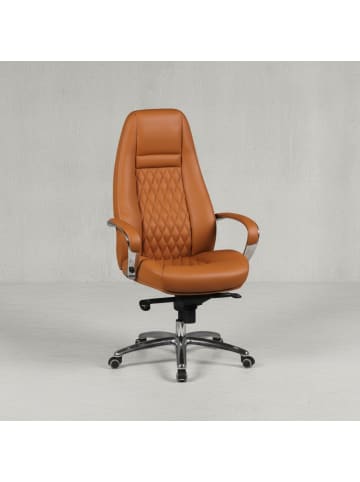 KADIMA DESIGN Chefsessel Echtleder | Ergonomisch, Alu-Fußkreuz, 120kg, 8h Nutzung in Beige