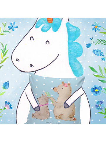 Mr. & Mrs. Panda Polsterkissen Bär Kind ohne Spruch in Blau Pastell