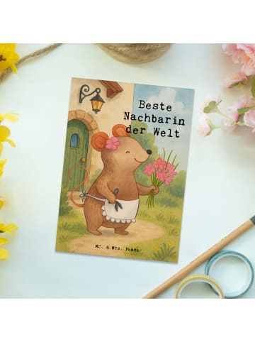 Mr. & Mrs. Panda Postkarte Maus Beste Nachbarin der Welt Design ... in Weiß