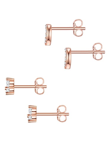 Lulu & Jane Set (Ohrringe 2er) Herzaus Messing Zirkonia in roségold