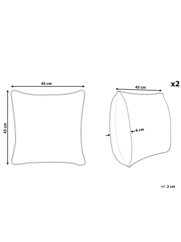 Beliani 2er-Set Dekokissen HEDERA in Schwarz/Weiß/Grün