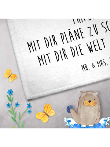 Mr. & Mrs. Panda Handtuch Schnecken Liebe mit Spruch in Weiß