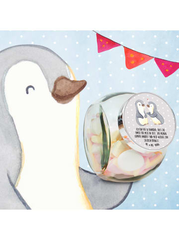 Mr. & Mrs. Panda Bonboniere Pinguine trösten mit Spruch in Grau Pastell