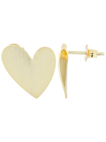 Adeliás Damen Ohrstecker Herz aus 925 Silber in gold