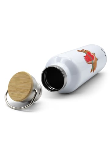 Mr. & Mrs. Panda Trinkflasche Rotkehlchen Weihnachten ohne Spruch in Weiß