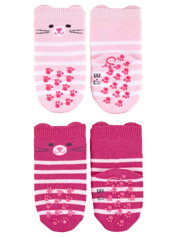Sterntaler ABS Krabbelsocken 2er-Pack Katze in hellrosa
