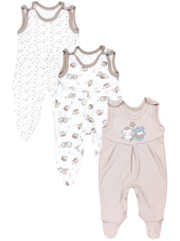 TupTam Baby Mädchen Strampler mit Fuß 3er Pack in beige/weiß