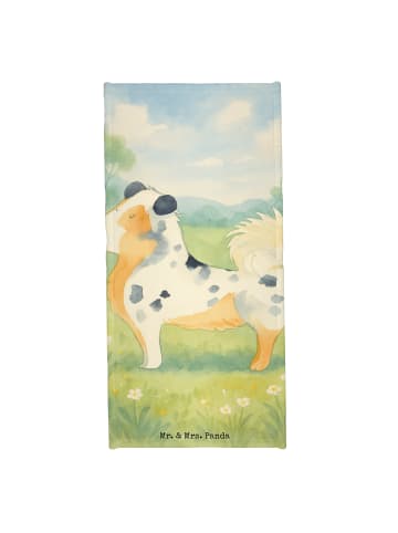 Mr. & Mrs. Panda Handtuch Hund Australien Shepherd Design ohne S... in Grau Pastell