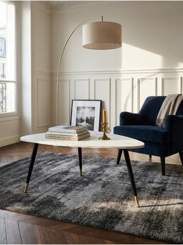 KADIMA DESIGN Couchtisch 90x60x41 cm mit Marmor Optik , Dreibein in Weiß