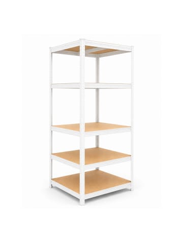 relaxdays Schwerlastregal in Weiß/ Braun - (B)60 x (H)200 x (T)60 cm