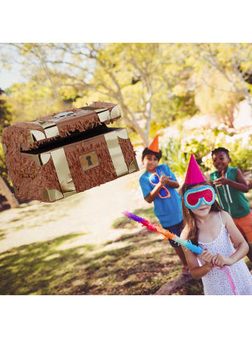 relaxdays 3x Pinata "Schatzkiste" in Braun - (B)30 x (H)27 x (T)23 cm