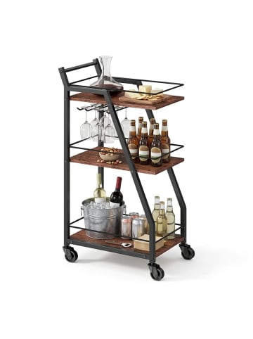 relaxdays Küchenwagen "Industrial" in Braun/ Schwarz  - (B)39 x (H)83 x (T)29 cm