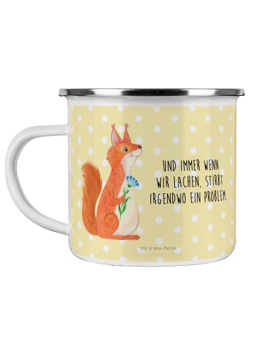 Mr. & Mrs. Panda Tasse Eichhörnchen Blume mit Spruch in Gelb Pastell