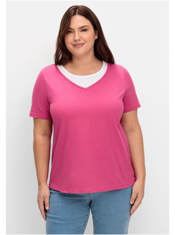 sheego Kurzarmshirt in fuchsia