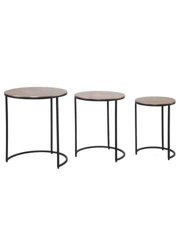KADIMA DESIGN Eleganter Satztisch Metall Rund, 3er Set, Aluminium Gold/Schwarz