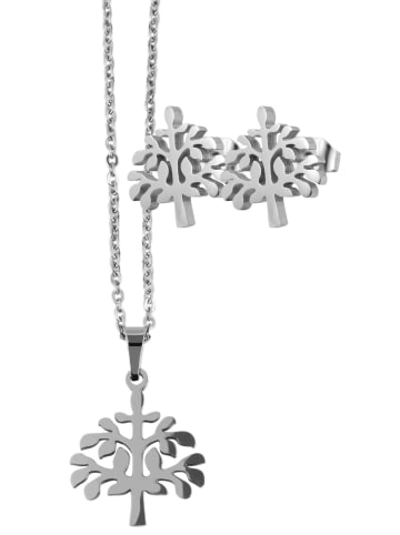 Adeliás Damen Halskette mit Anhänger – Lebensbaum aus Edelstahl in silber