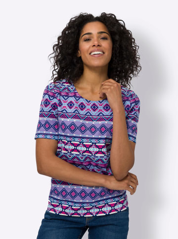 Sieh an! Kurzarmshirt in aqua-fuchsia-bedruckt