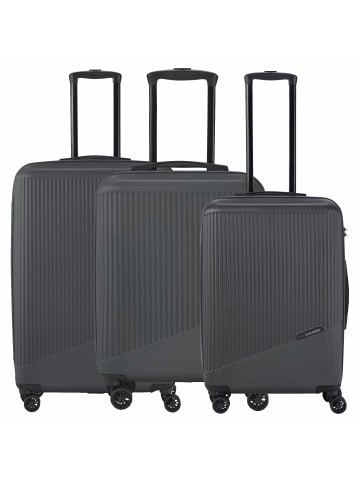 travelite Bali - 4-Rollen Trolley Set 3tlg. (weiß/cognac) in anthrazit