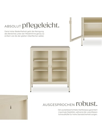 tectake Metallvitrine, Kippschutz, höhenverstellbare Füße, 80 x 37 x 90,5 cm