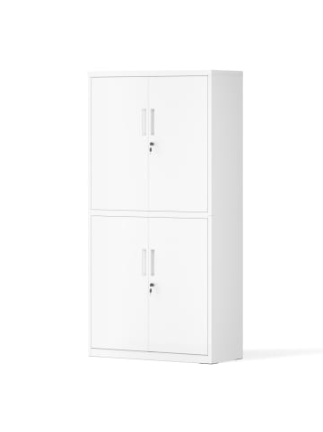 SONGMICS Aktenschrank Berend in Weiß - (B)80 x (H)180 x (T)40 cm