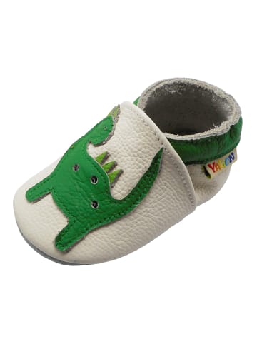 Yalion Leder-Krabbelschuhe "Dino" in Weiss